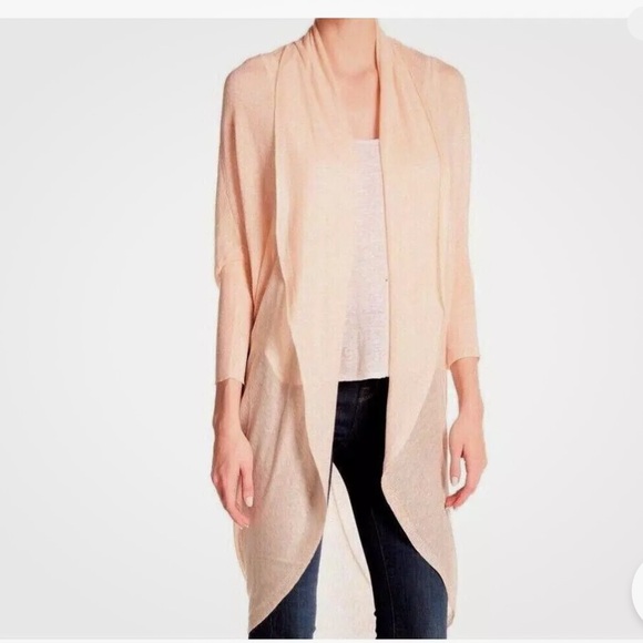 Eileen Fisher  Tencel Merino Long Cocoon Cardigan Medium Peach Lightweight XS - Picture 1 of 8